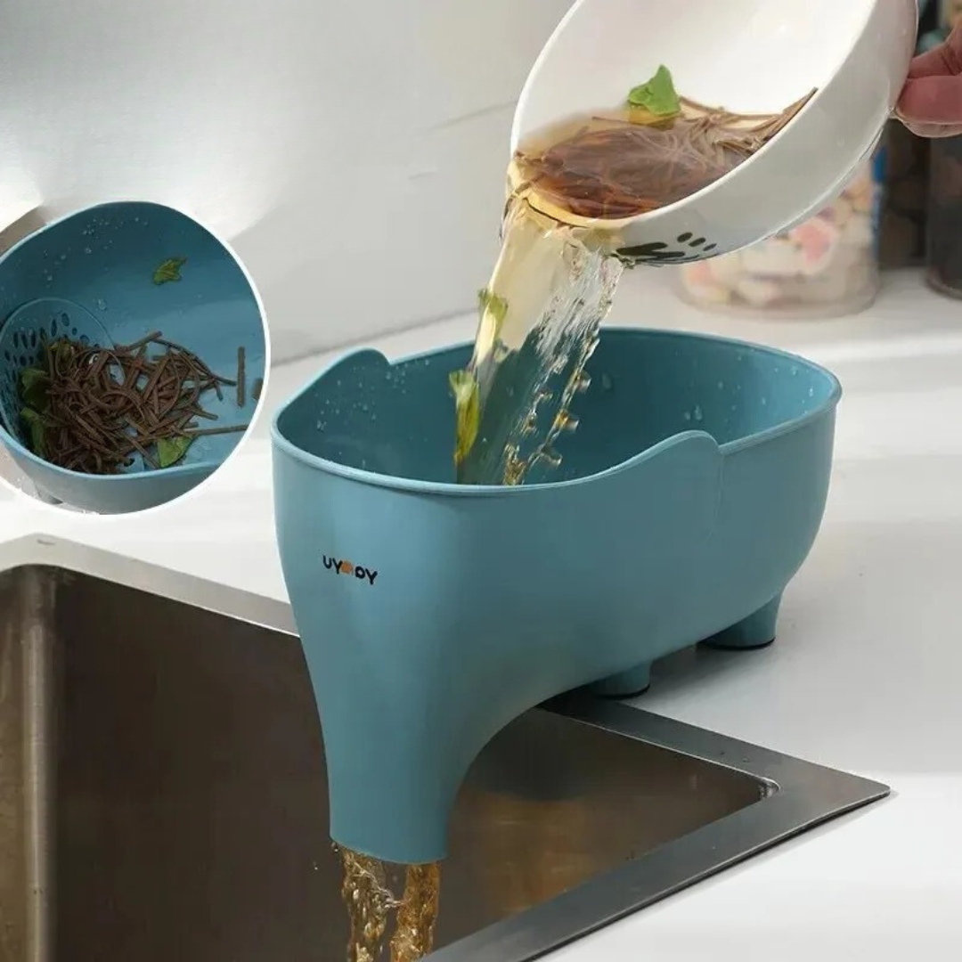 Cesta de Drenagem Elefante Multiuso para Cozinha – Escorredor de Frutas e Vegetais em Plástico | Home Gaju