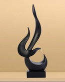 Escultura Decorativa de Chama Abstrata em Resina preta