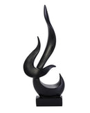 Escultura Decorativa de Chama Abstrata em Resina preta no fundo branco