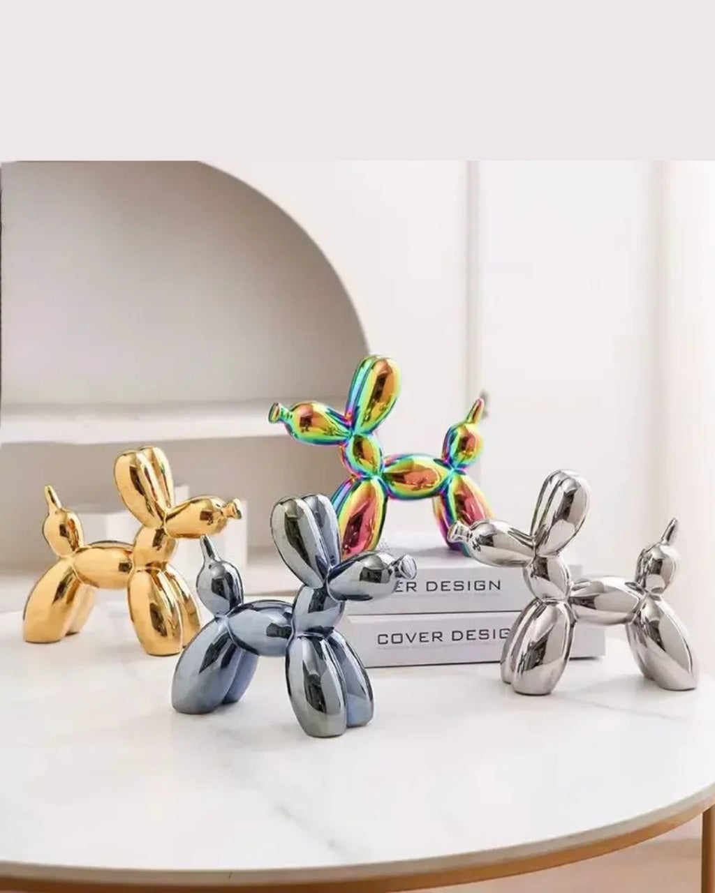 Escultura de Cachorro Balão em Cerâmica Decoração Moderna para Sala e Escritório | Home Gaju