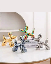 Escultura de Cachorro Balão em Cerâmica Decoração Moderna para Sala e Escritório | Home Gaju