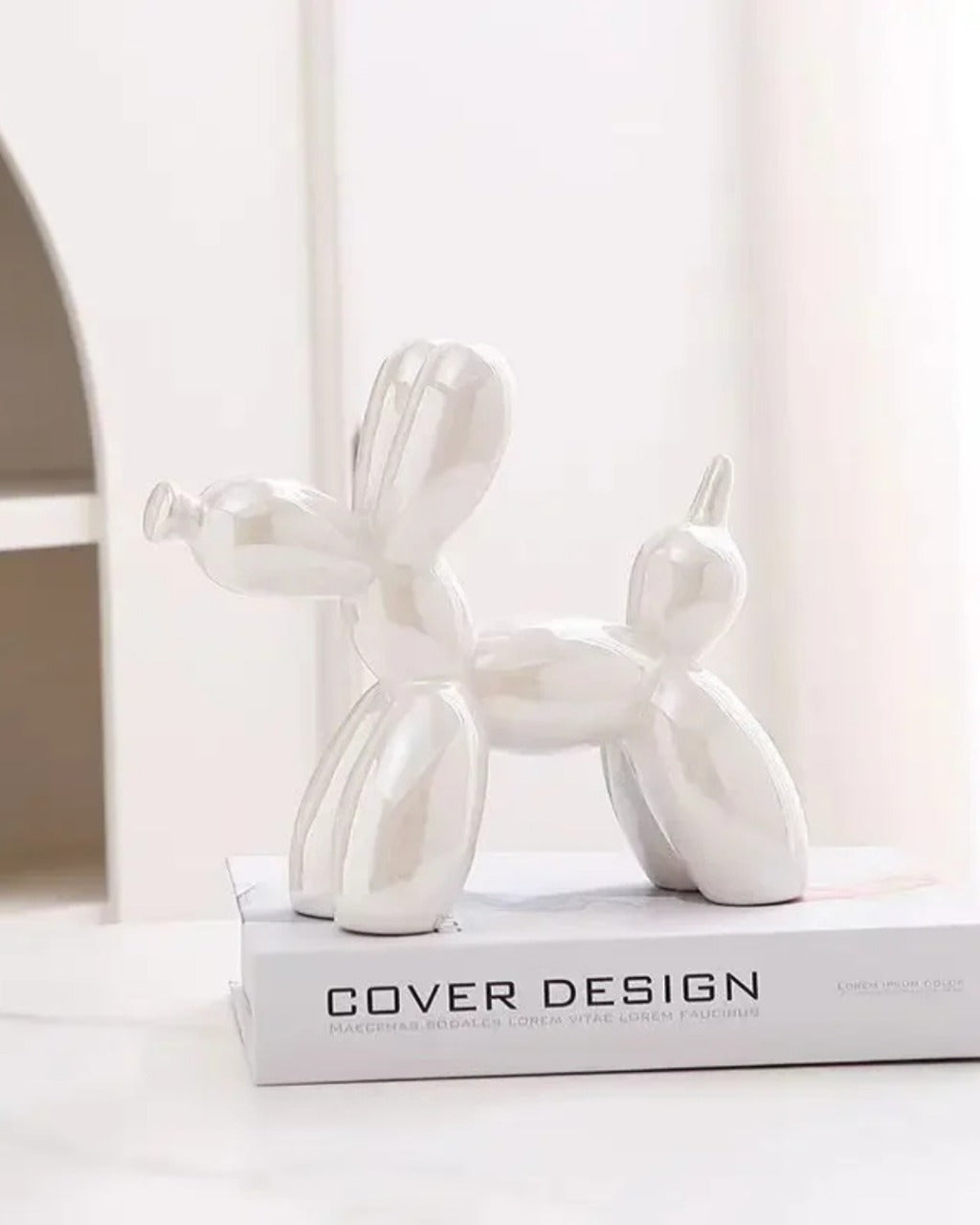 Escultura de Cachorro Balão em Cerâmica Decoração Moderna para Sala e Escritório | Home Gaju