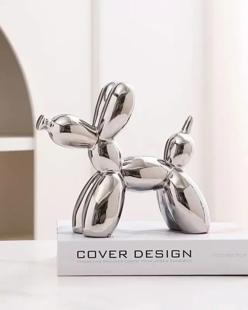 Escultura de Cachorro Balão em Cerâmica Decoração Moderna para Sala e Escritório | Home Gaju