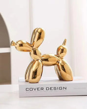 Escultura de Cachorro Balão em Cerâmica Decoração Moderna para Sala e Escritório | Home Gaju