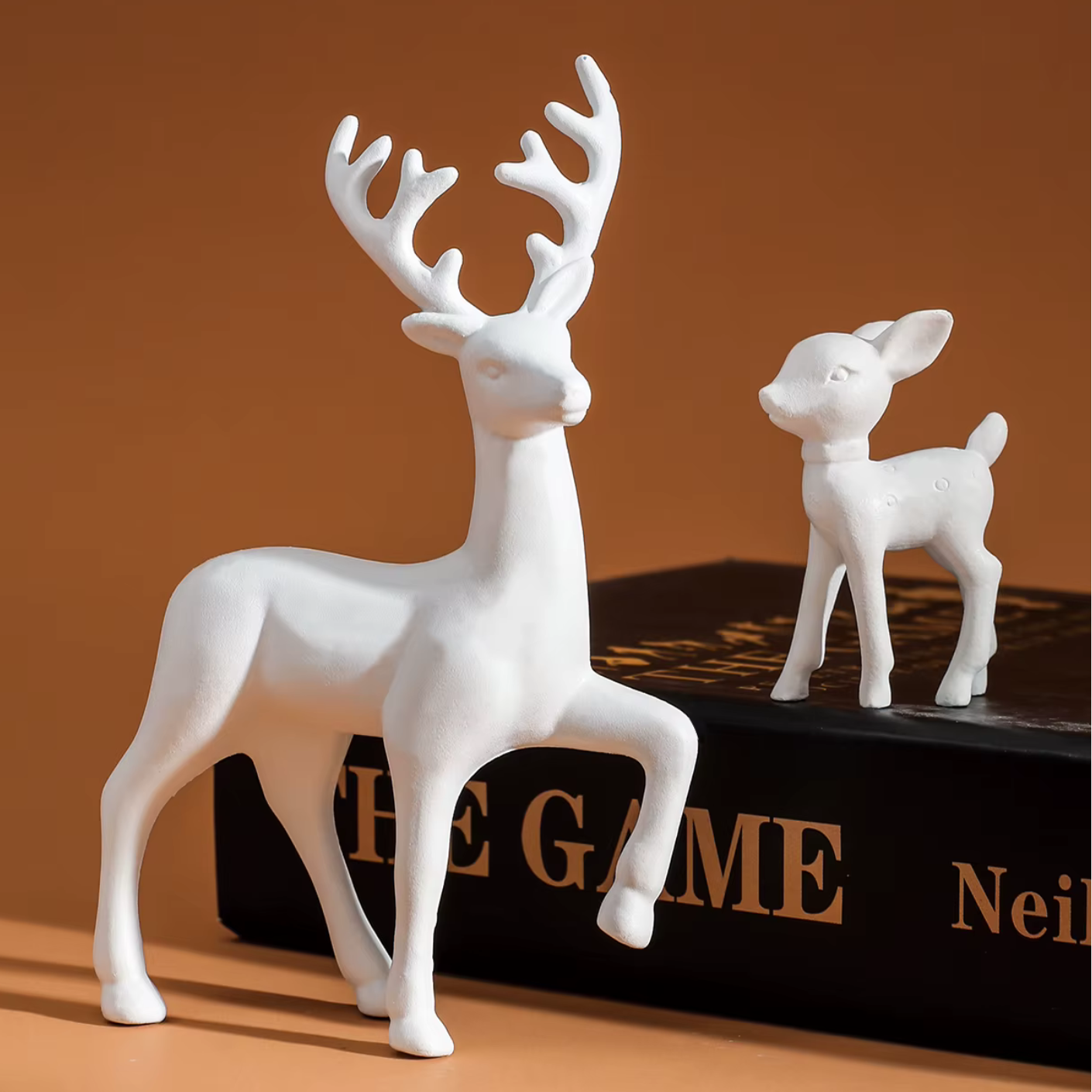 Esculturas Mãe Veado e Filhote - branco