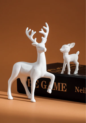 Esculturas Mãe Veado e Filhote - branco