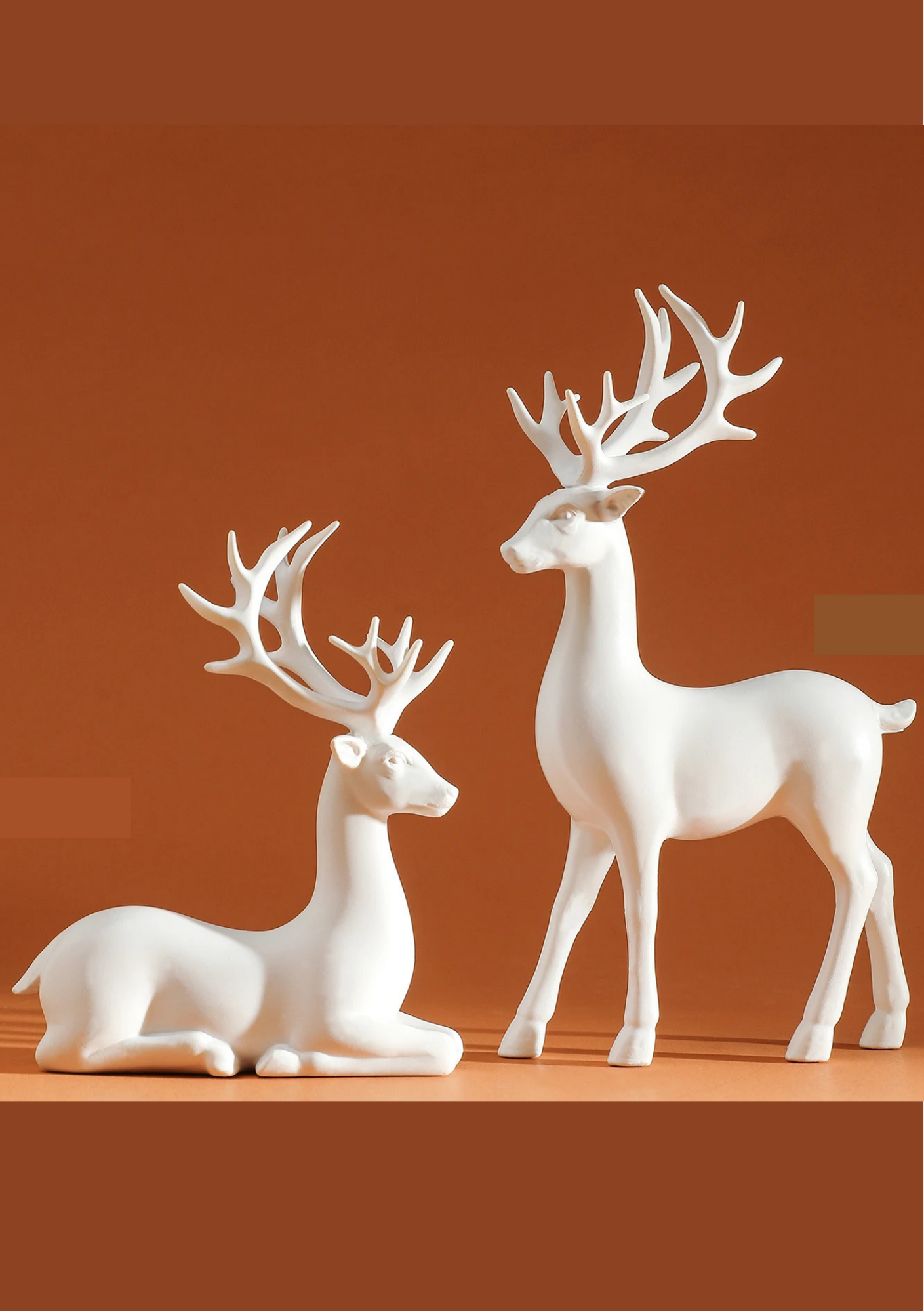 Esculturas Mãe Veado e Filhote - branco A