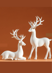 Esculturas Mãe Veado e Filhote - branco A