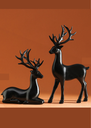 Esculturas Mãe Veado e Filhote - preto A