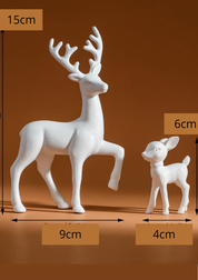 Esculturas Mãe Veado e Filhote - branco com medidas