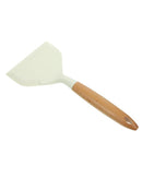 Espátula de Fritar de Silicone Branca com Cabo de Madeira Grande Antiescaldante | Home Gaju