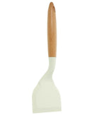 Espátula de Fritar de Silicone Branca com Cabo de Madeira Grande Antiescaldante | Home Gaju