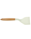 Espátula de Fritar de Silicone Branca com Cabo de Madeira Grande Antiescaldante | Home Gaju