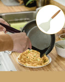 Espátula de Fritar de Silicone Branca com Cabo de Madeira Grande Antiescaldante | Home Gaju