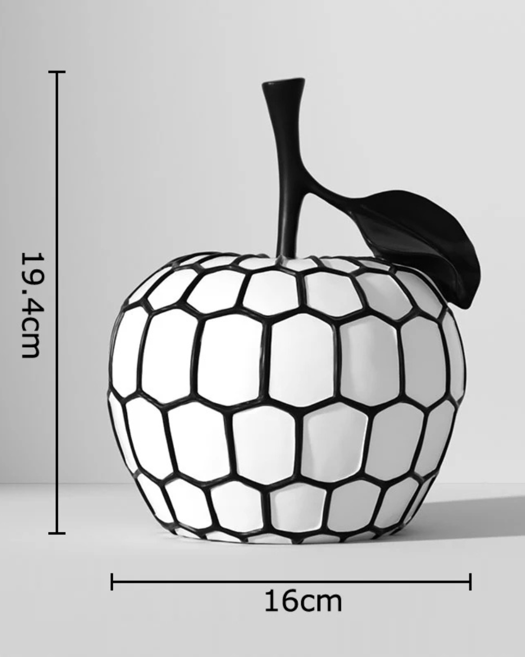 Estátua de Frutas Preto e Branco em Resina Decoração Minimalista para Mesa e Sala | Home Gaju