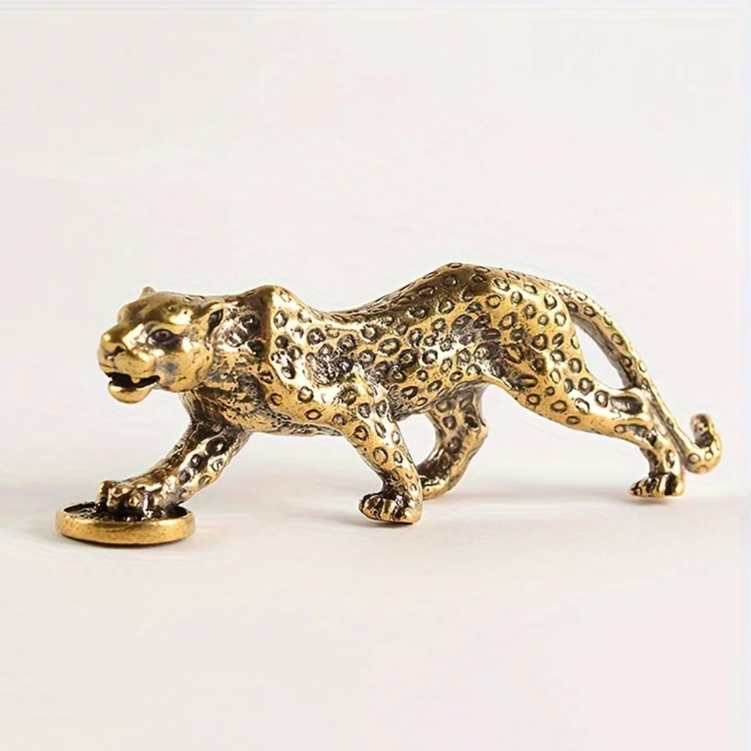 Estatueta de Leopardo em Bronze Vintage Decoração Retrô para Casa e Escritório | Home Gaju