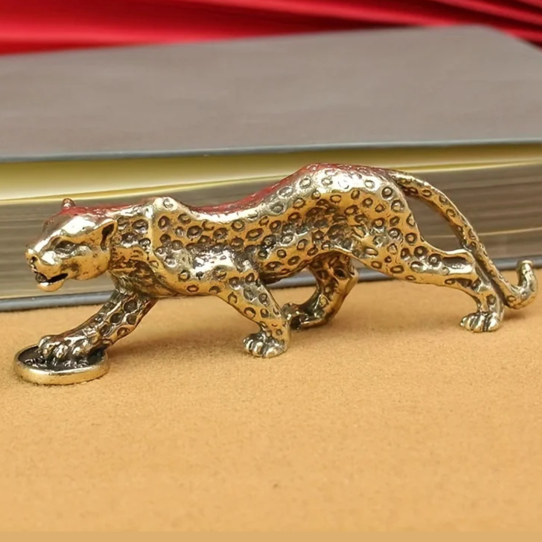 Estatueta de Leopardo em Bronze Vintage Decoração Retrô para Casa e Escritório | Home Gaju