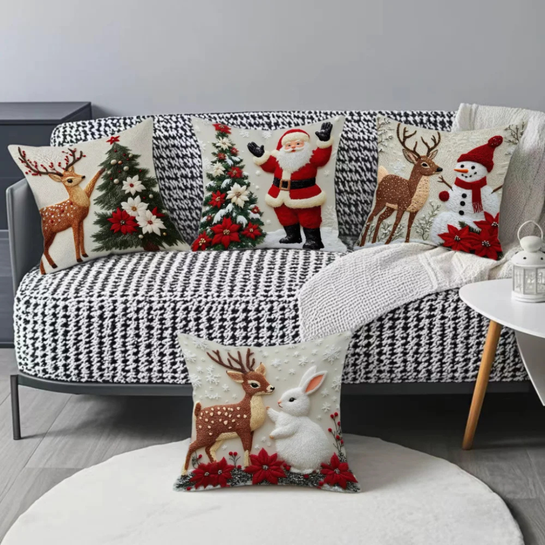 Fronha Decorativa de Natal no sofá