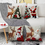 Fronha Decorativa de Natal no sofá e no chão