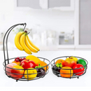 Fruteira de 2 Camadas com Suporte para Bananas - Organizador de Ferro | Home Gaju Loja Online de Organizadores de Cozinha