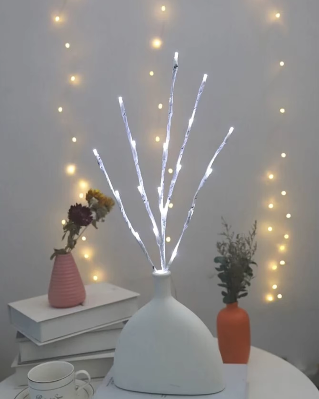 Galho Decorativo com Luzes LED Natal e Casamentos com flores