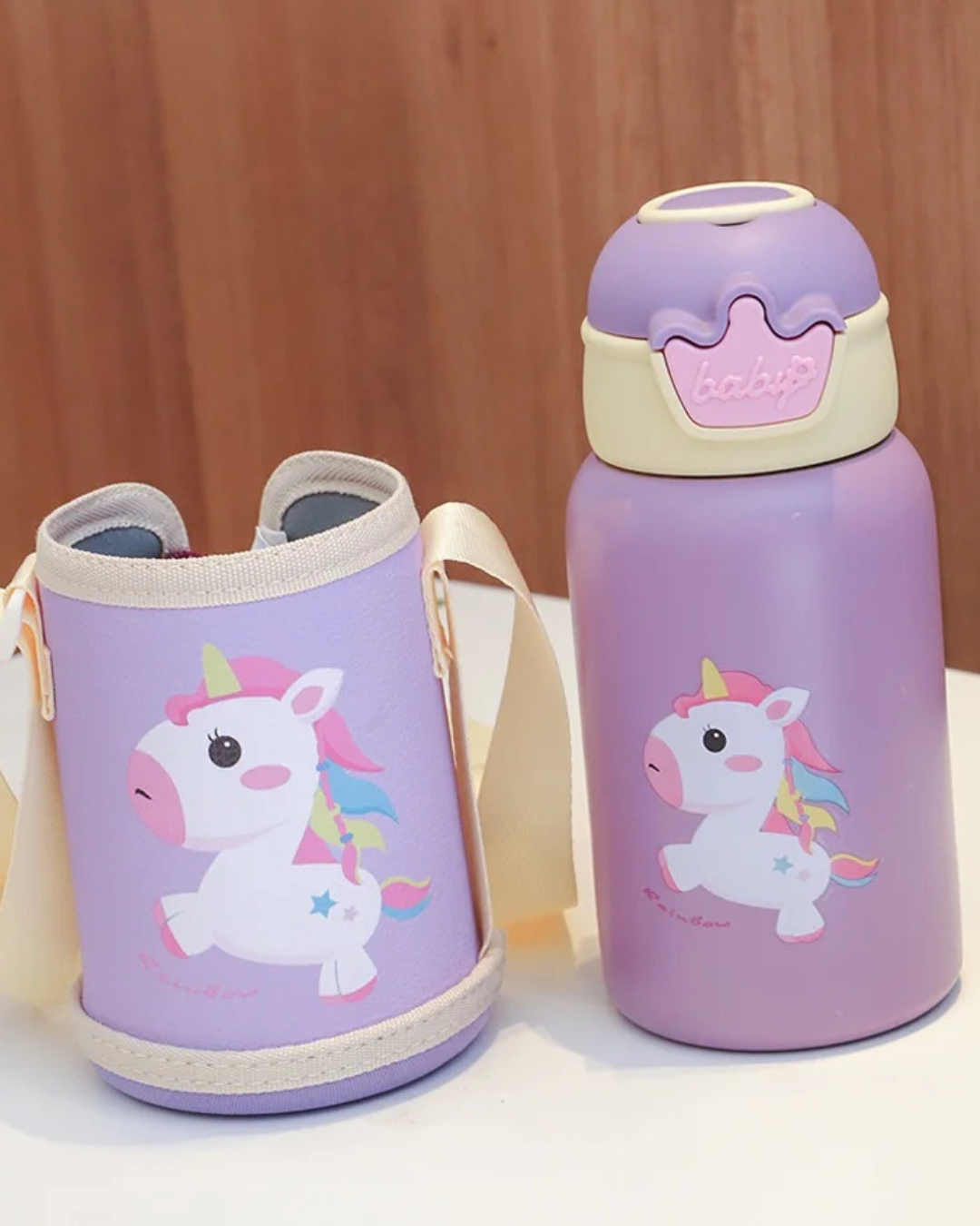 Garrafa Térmica Infantil 500ml em Aço Inox com Trava de Segurança