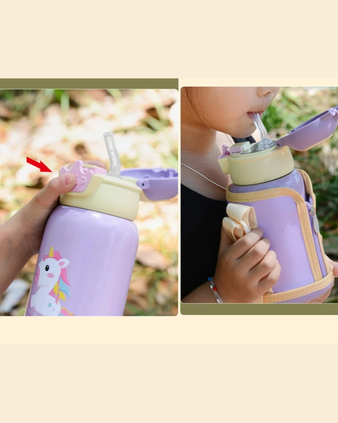 Garrafa Térmica Infantil 500ml em Aço Inox com Trava de Segurança