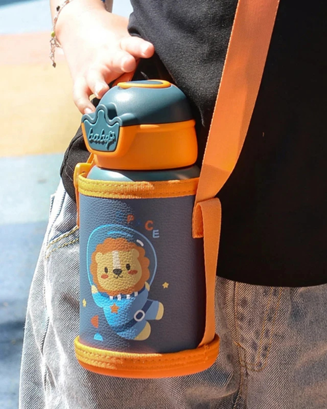 Garrafa Térmica Infantil 500ml em Aço Inox com Trava de Segurança