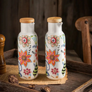 Garrafa de Azeite com Estampa de Flores Vintage em Cerâmica | À Prova de Vazamentos | Home Gaju