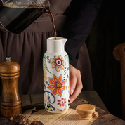 Garrafa de Azeite com Estampa de Flores Vintage em Cerâmica | À Prova de Vazamentos | Home Gaju