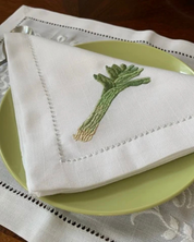 Guardanapos de Linho e Algodão com Bordado de Vegetais 45 x45cm | Home Gaju