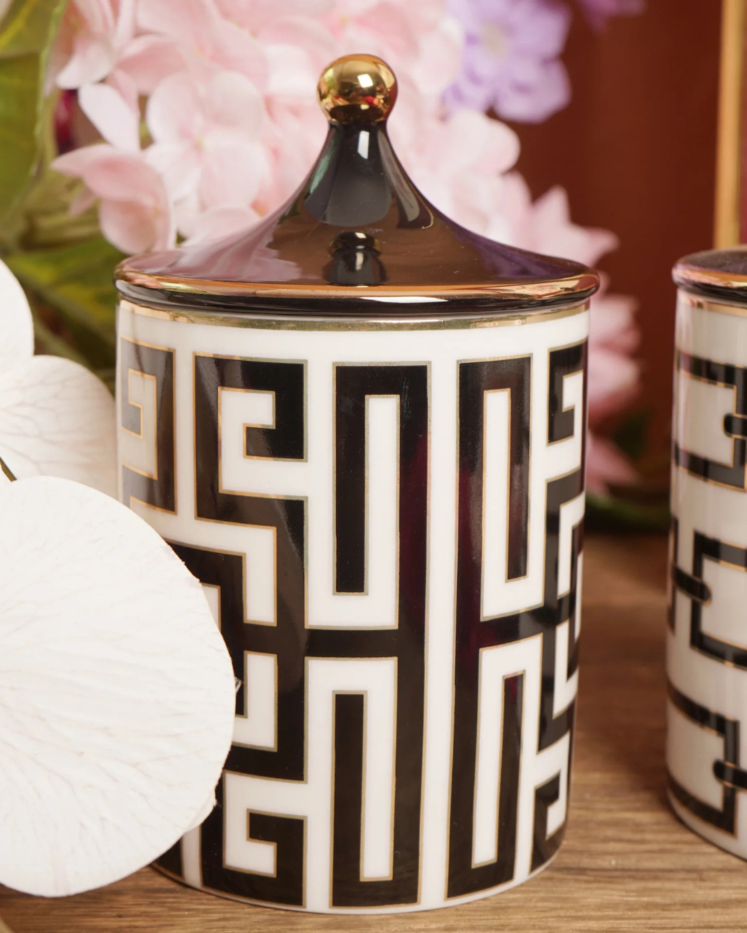 Jarra de Armazenamento em Cerâmica Dourada 350ml Decoração e Organização | Home Gaju