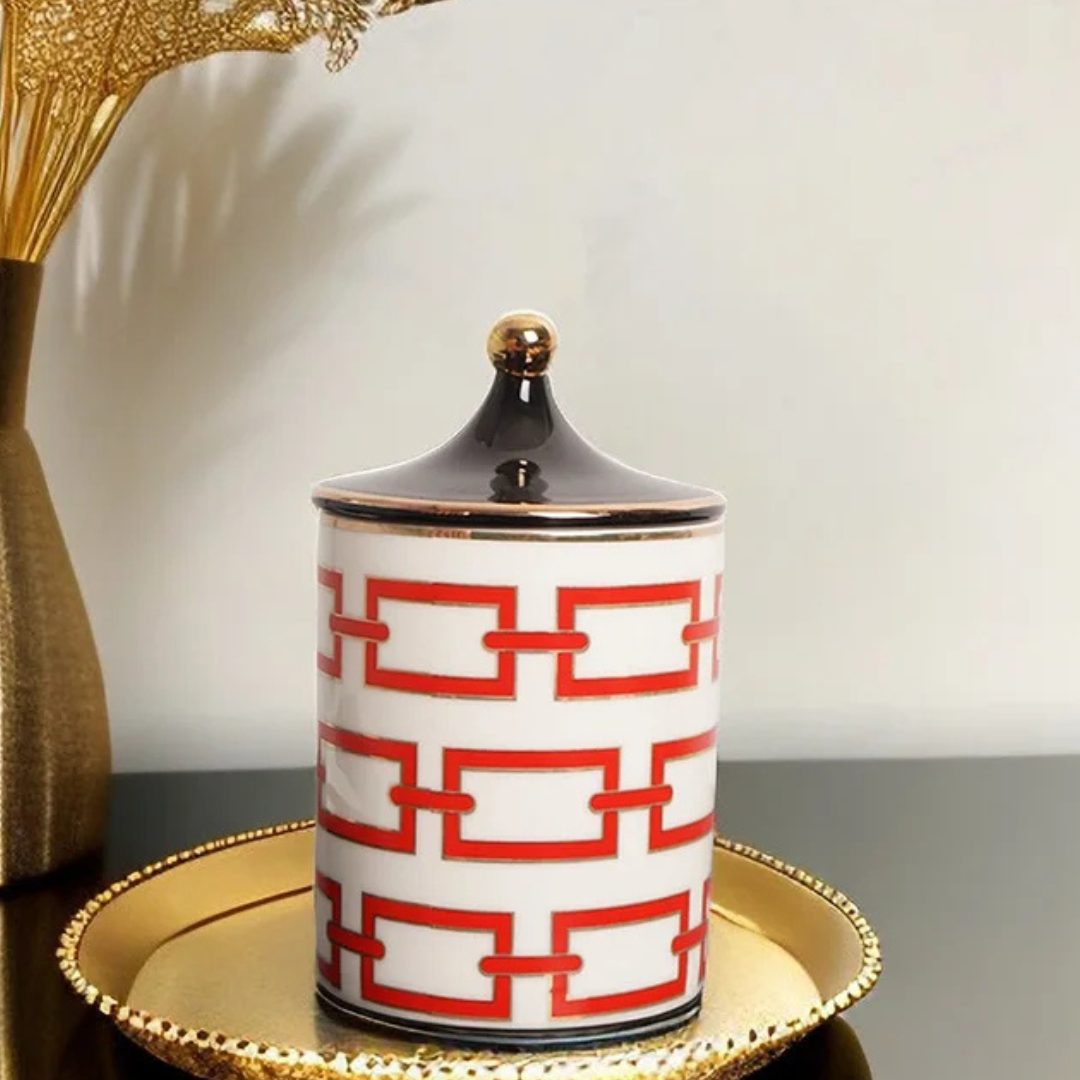 Jarra de Armazenamento em Cerâmica Dourada 350ml Decoração e Organização | Home Gaju