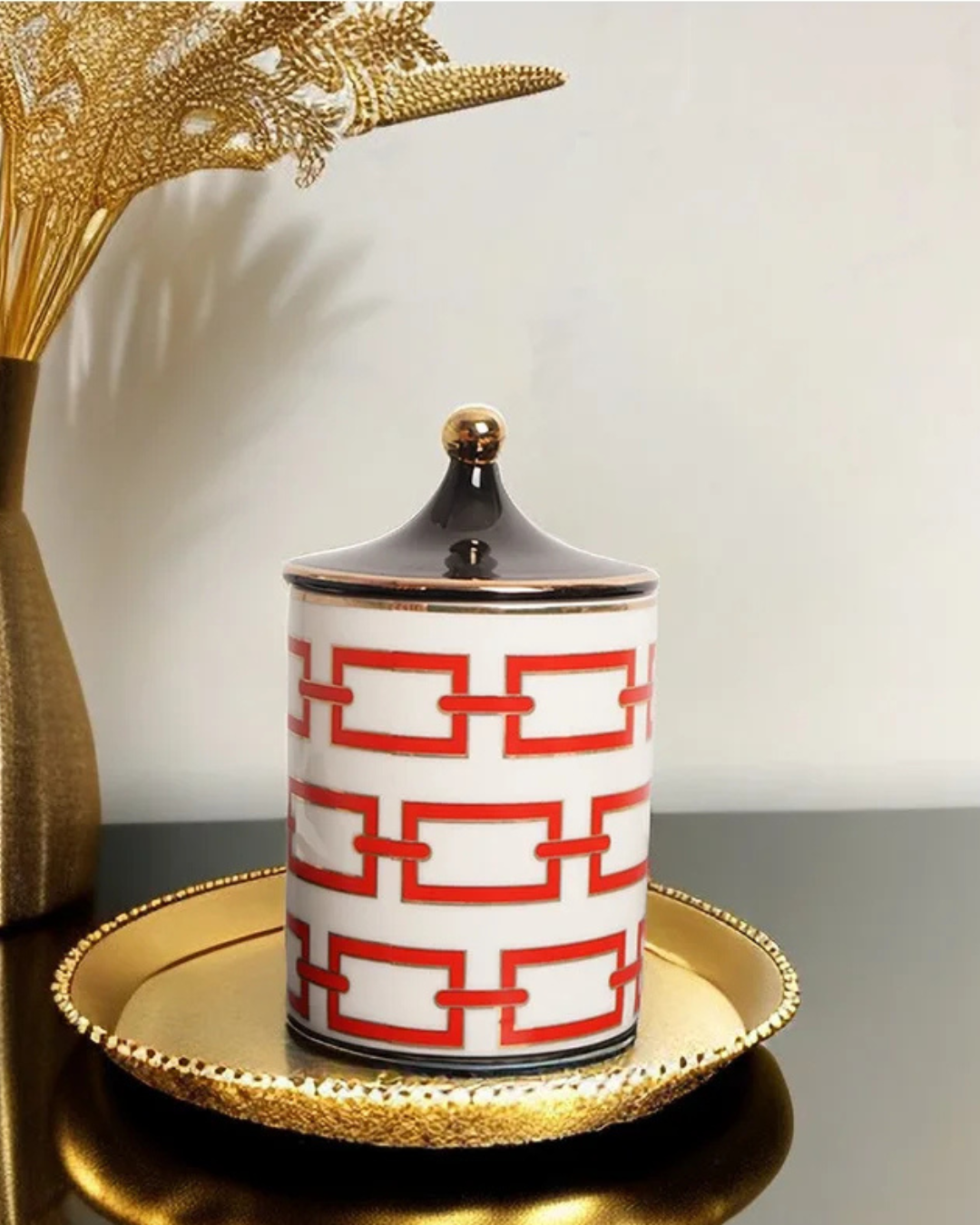 Jarra de Armazenamento em Cerâmica Dourada 350ml Decoração e Organização | Home Gaju