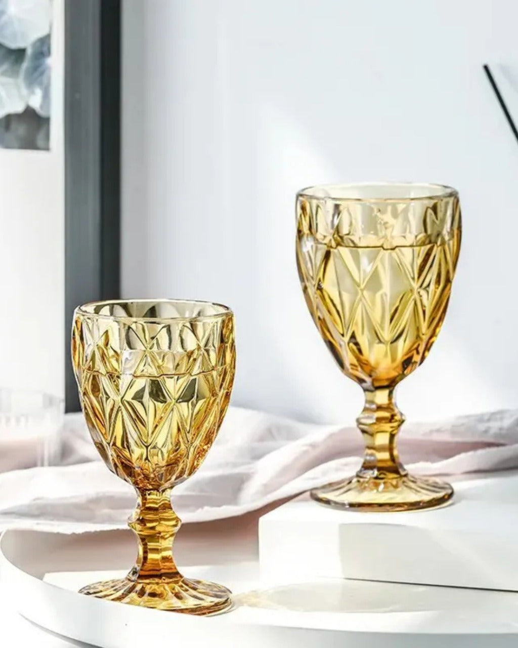 Jogo de 6 Taças Diamante de Vidro para Água, Drinks e Vinhos | Loja de Taças Online Home Gaju