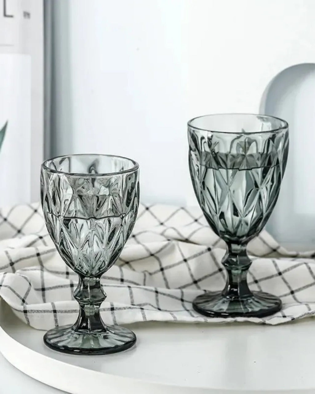 Jogo de 6 Taças Diamante de Vidro para Água, Drinks e Vinhos | Loja de Taças Online Home Gaju