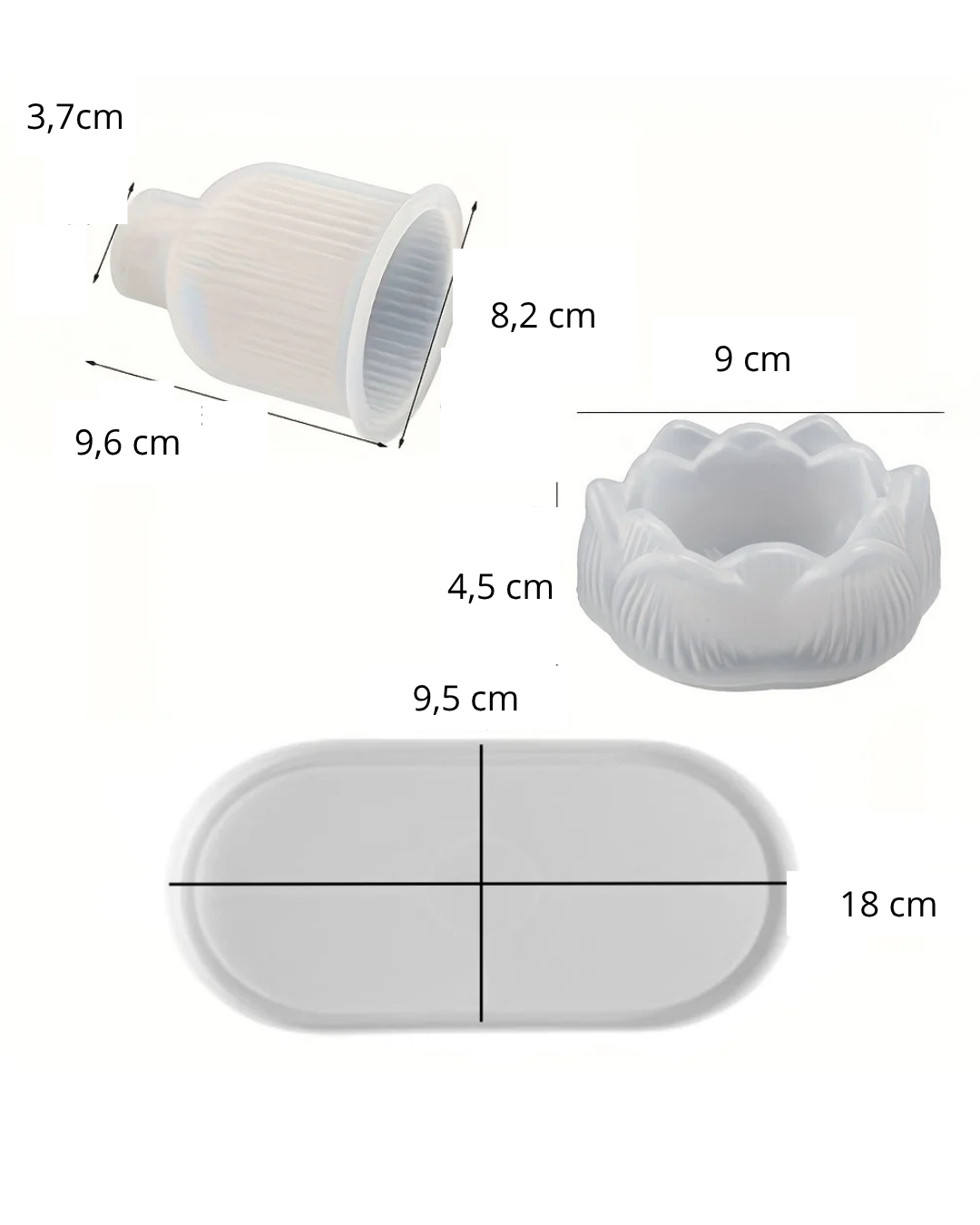 Kit 3 Moldes de Silicone para Vaso, Porta-Copos e Bandeja Decorativa | Home Gaju