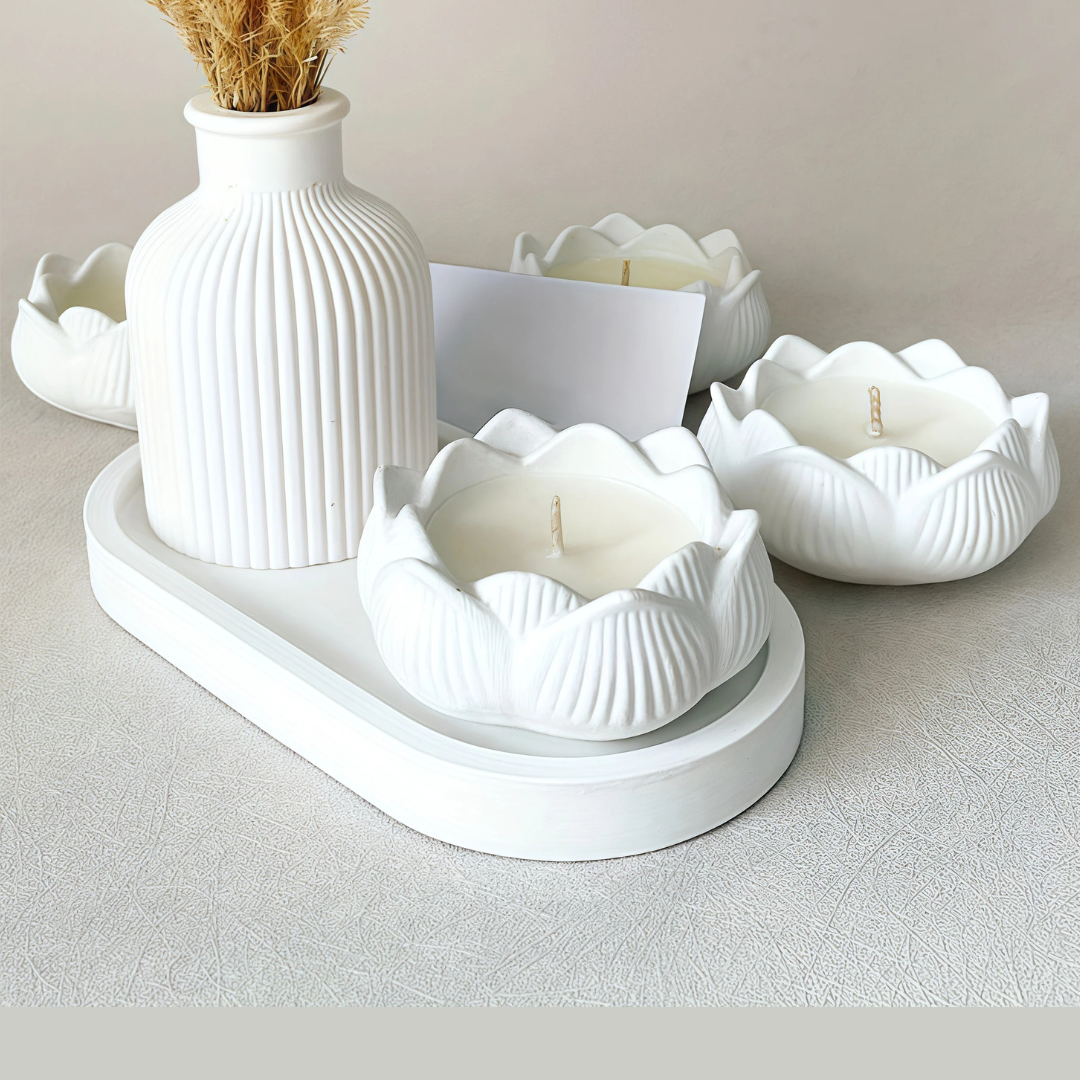 Kit 3 Moldes de Silicone para Vaso, Porta-Copos e Bandeja Decorativa | Home Gaju