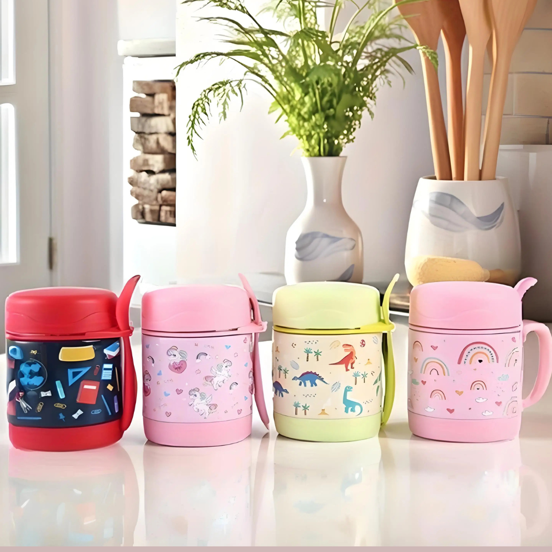Lancheira Térmica Infantil em Aço Inox com Colher | Home Gaju