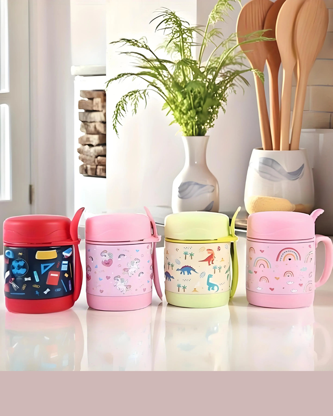 Lancheira Térmica Infantil em Aço Inox com Colher | Home Gaju