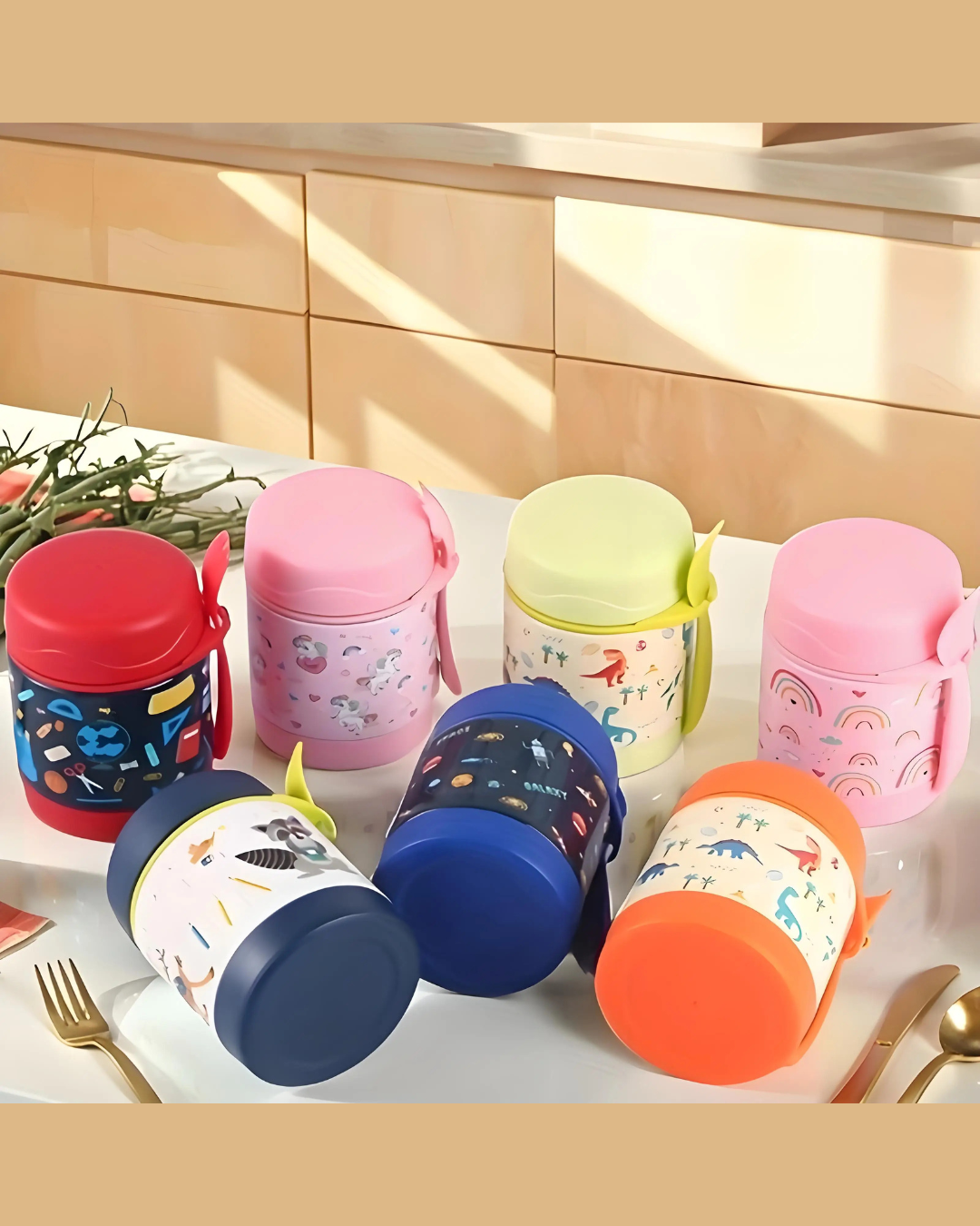 Lancheira Térmica Infantil em Aço Inox com Colher | Home Gaju