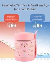 Lancheira Térmica Infantil em Aço Inox com Colher | Home Gaju