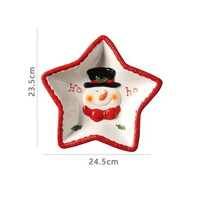 Louça de Cerâmica Natalina com Papai Noel em Relevo - Pratos para Doces, Sobremesas e Lanches | Home Gaju