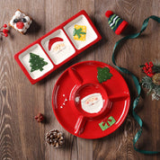 Louça de Cerâmica Natalina com Papai Noel em Relevo - Pratos para Doces, Sobremesas e Lanches | Home Gaju
