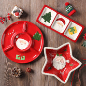 Louça de Cerâmica Natalina com Papai Noel em Relevo - Pratos para Doces, Sobremesas e Lanches | Home Gaju