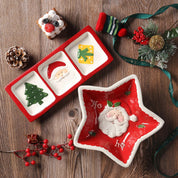 Louça de Cerâmica Natalina com Papai Noel em Relevo - Pratos para Doces, Sobremesas e Lanches | Home Gaju
