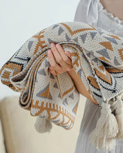 Manta de Tricô Grossa Boho Navajo Macia e Aconchegante | Home Gaju