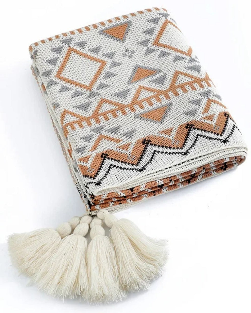 Manta de Tricô Grossa Boho Navajo Macia e Aconchegante | Home Gaju