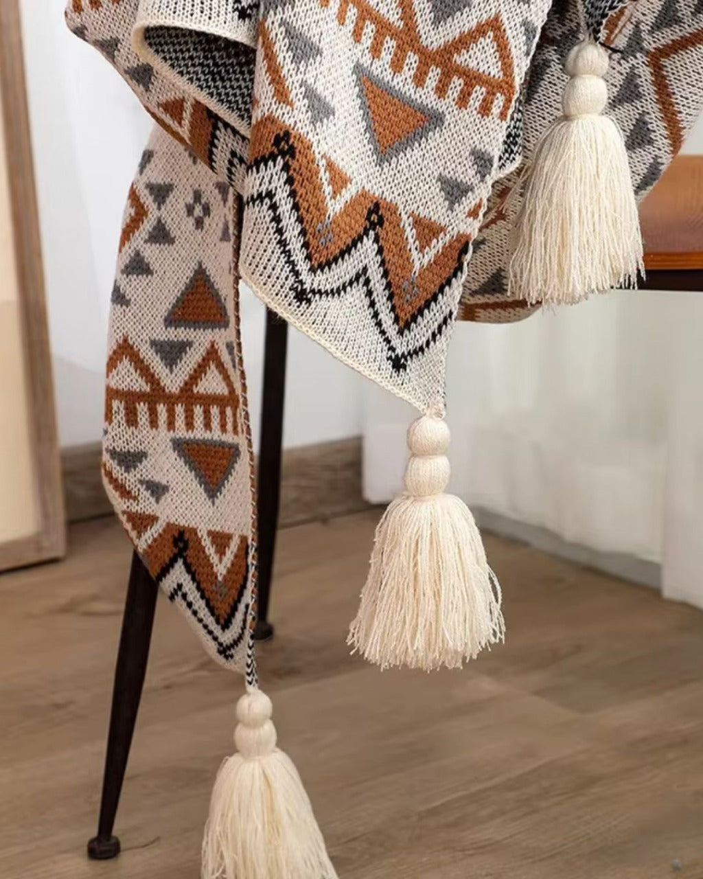 Manta de Tricô Grossa Boho Navajo Macia e Aconchegante | Home Gaju