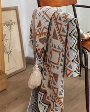 Manta de Tricô Grossa Boho Navajo Macia e Aconchegante | Home Gaju